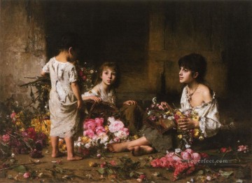Flores Painting - Las muchachas de las flores retrato de niña Alexei Harlamov